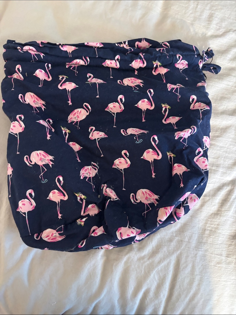 Vera Bradley Navy Swim bag to hold wet bathing suit with Pink Flamingo Print